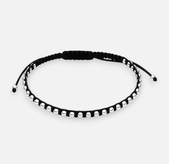 Pulsera Hilo Negro Ajustable Esferas